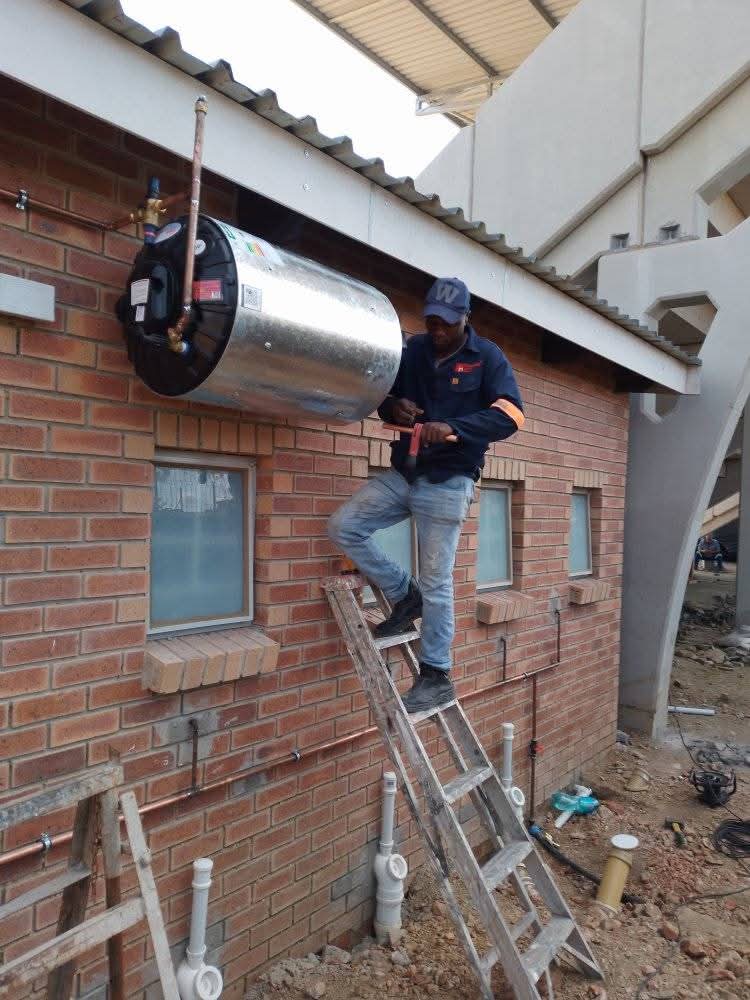 Geyser installation on a roof