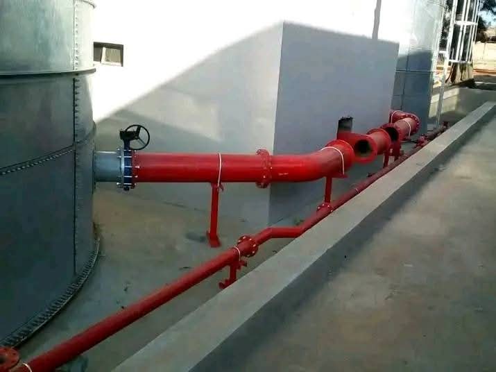 Fire main piping with valves